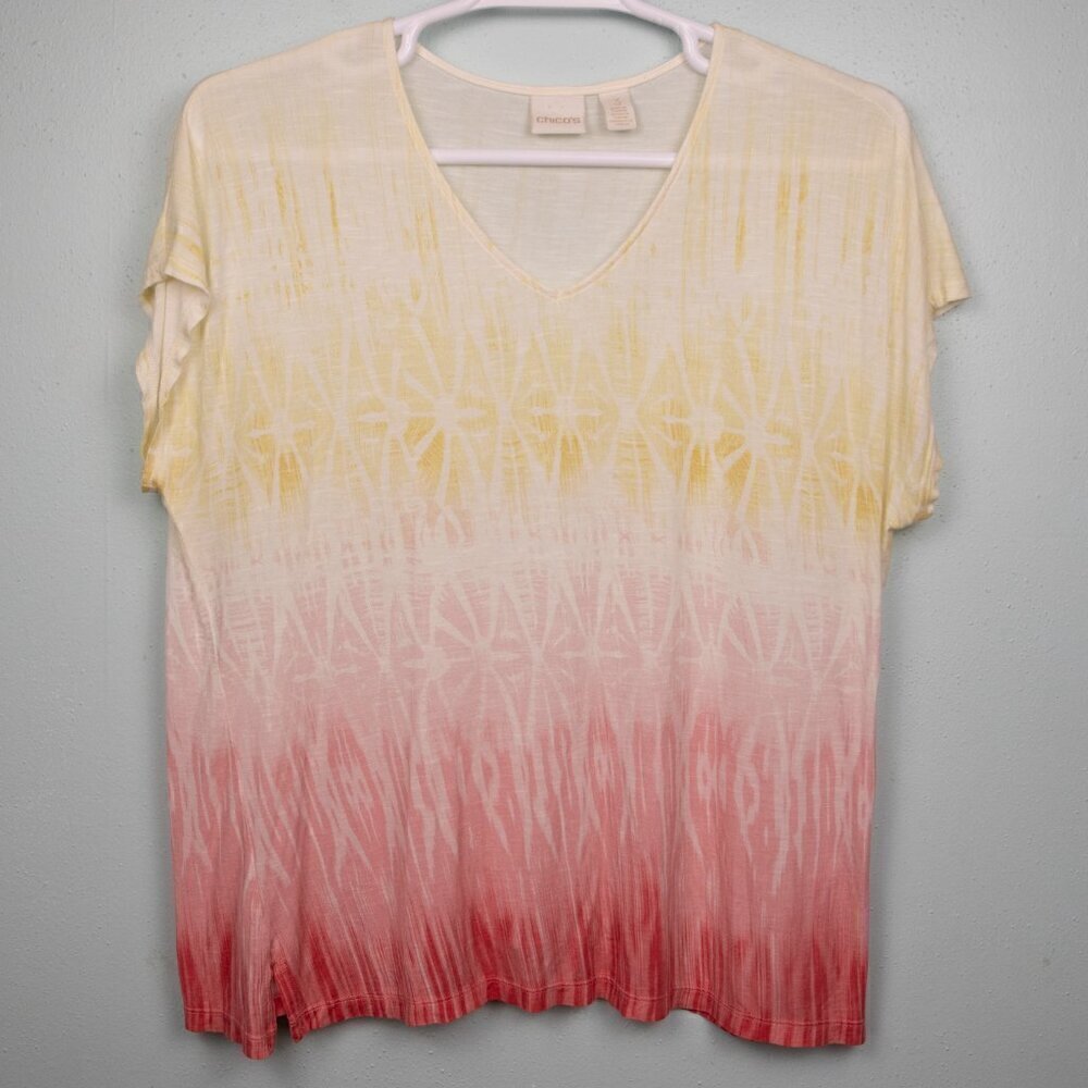 Chico's yellow and red ombre tie dye t-shirt-3